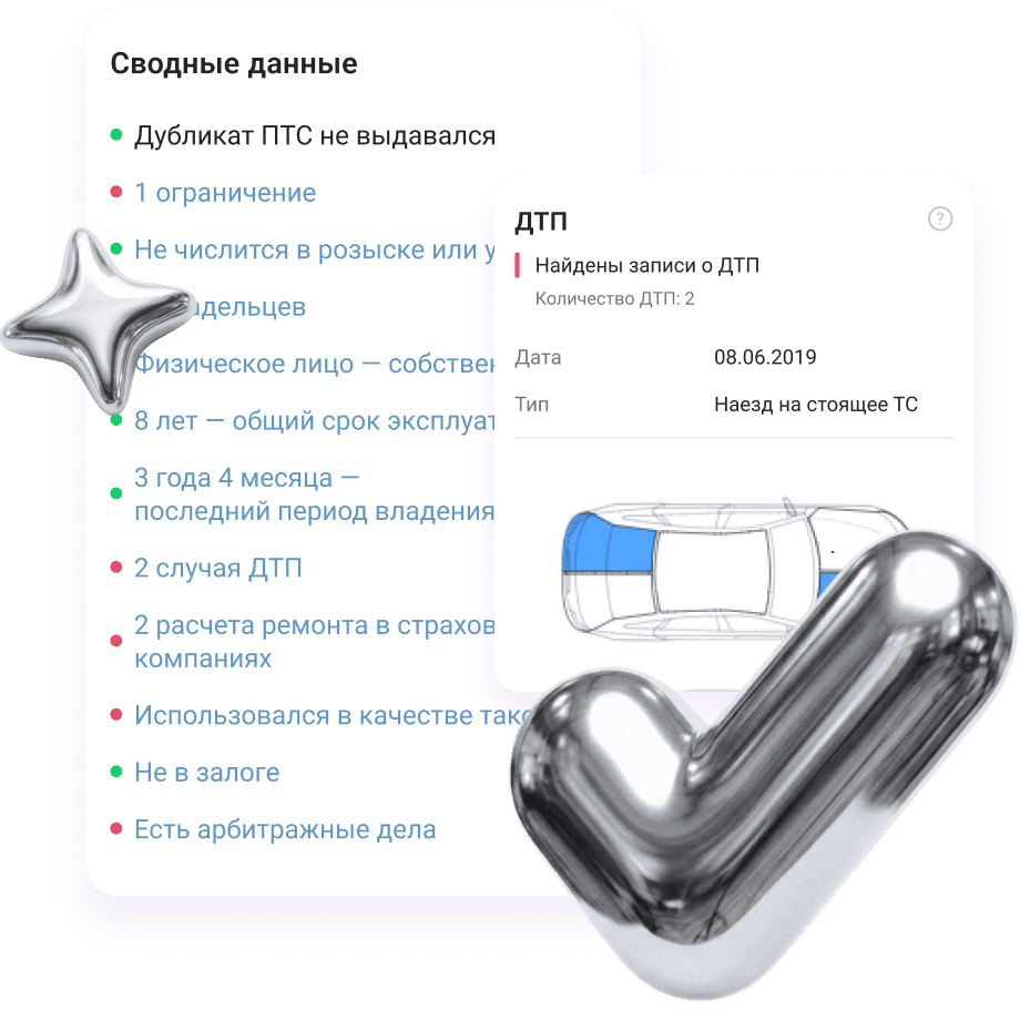 Фрагменты отчета о проверке автомобиля